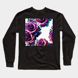 Watercolor rose pattern design Long Sleeve T-Shirt